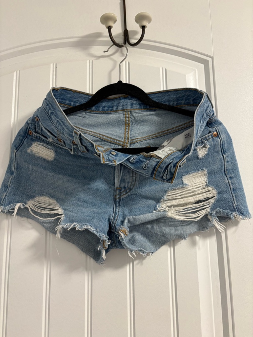 Levi's Light Blue Distressed Denim Cutoff Shorts